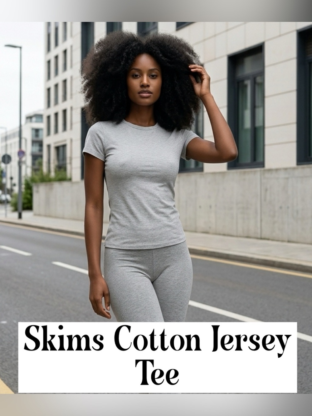 Skims Cotton Jersey TShirt Light Heather Grey New